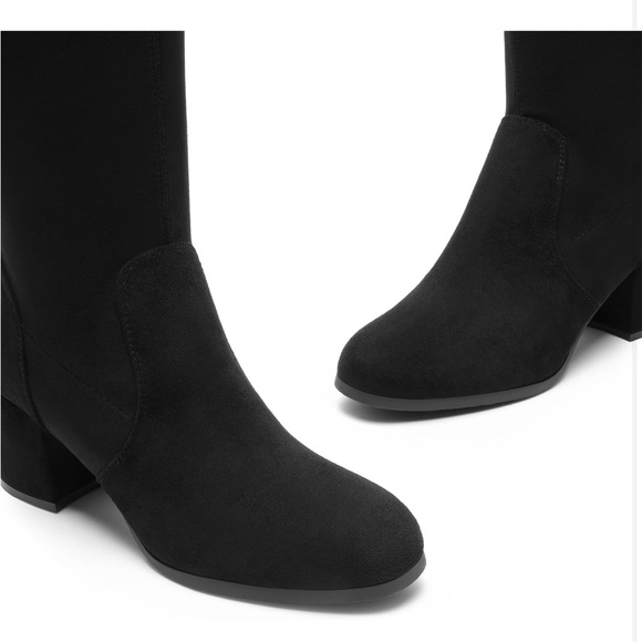 Dream Pairs Women's Elegant Black Over the Knee Boots Gold Zippers 3 inch Heels - Picture 6 of 12